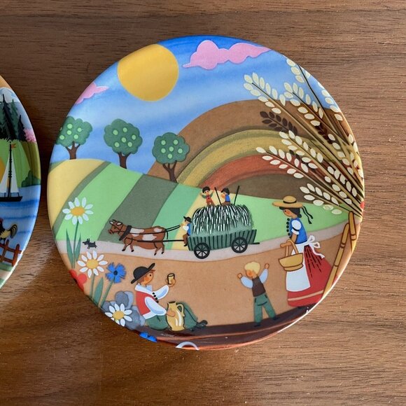 Reutter Porzellan Porcelain Mini Plates Germany SET OF 2 Spring Fall 3 3/4” - Picture 3 of 5